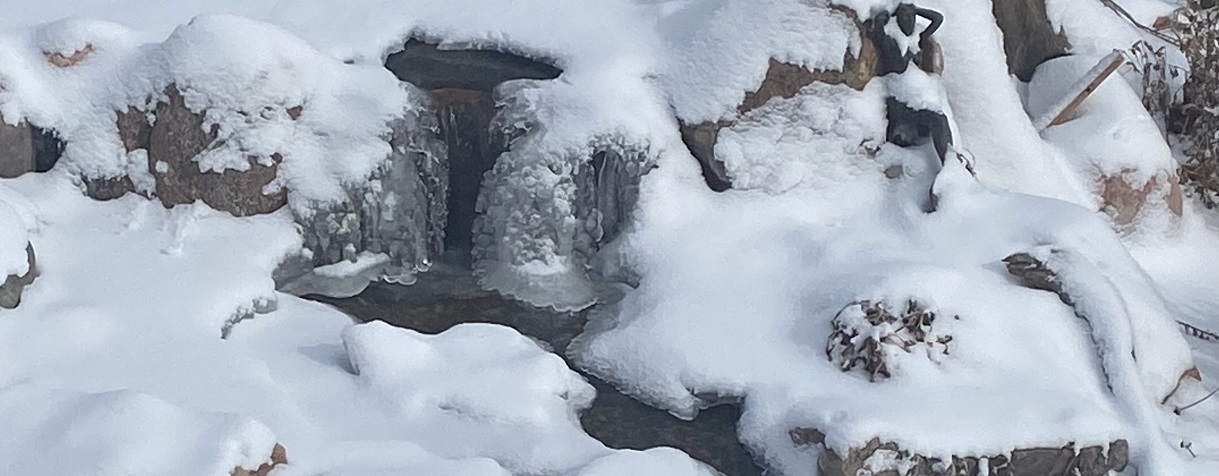 winter pond waterfall