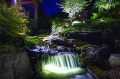 Pond Lighting backyard water feature